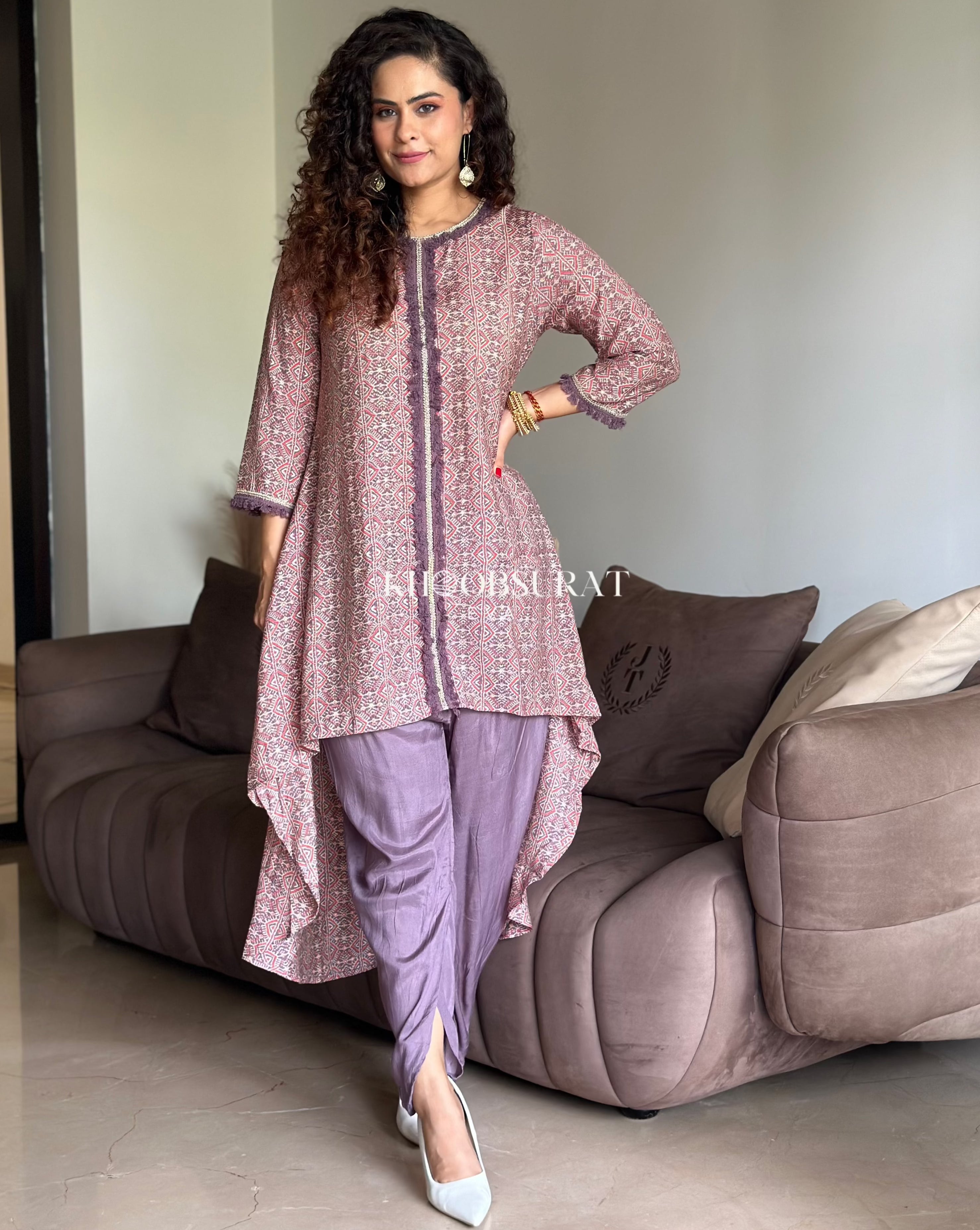 Gulmohar Pink Kurta with Tulip Pants Set | Traditional Indian Ethnic Wear for Women | Perfect for Festivals, Weddings & Cultural Events
