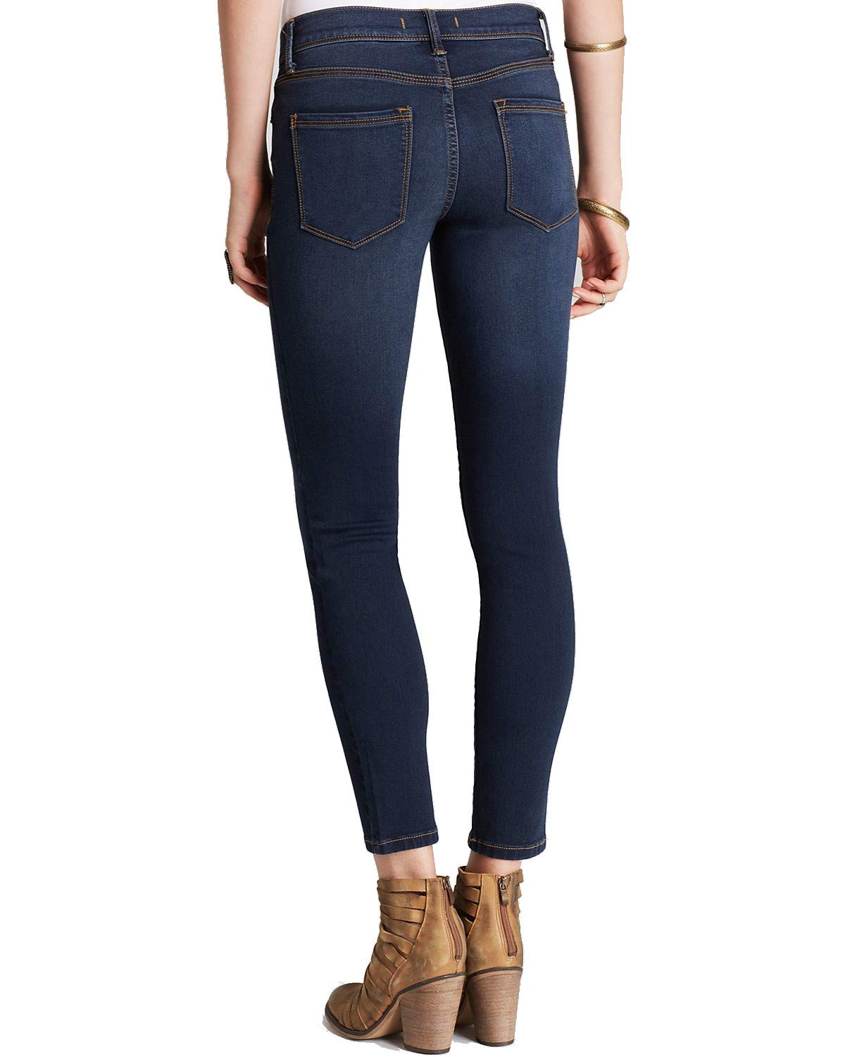 Free People Women's Roller Cropped Skinny Jeans - High Waist Stretch Denim Pants for Casual Wear & Night Out