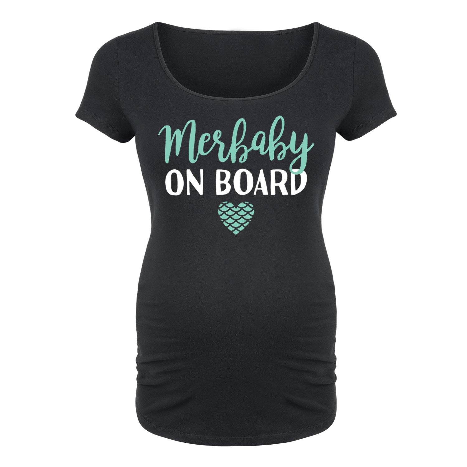 Bloom Maternity - 'Merbaby On Board' Pregnancy Scoop Neck T-Shirt - Comfortable Maternity Top for Expecting Moms - Perfect for Casual Wear, Baby Showers & Pregnancy Announcements