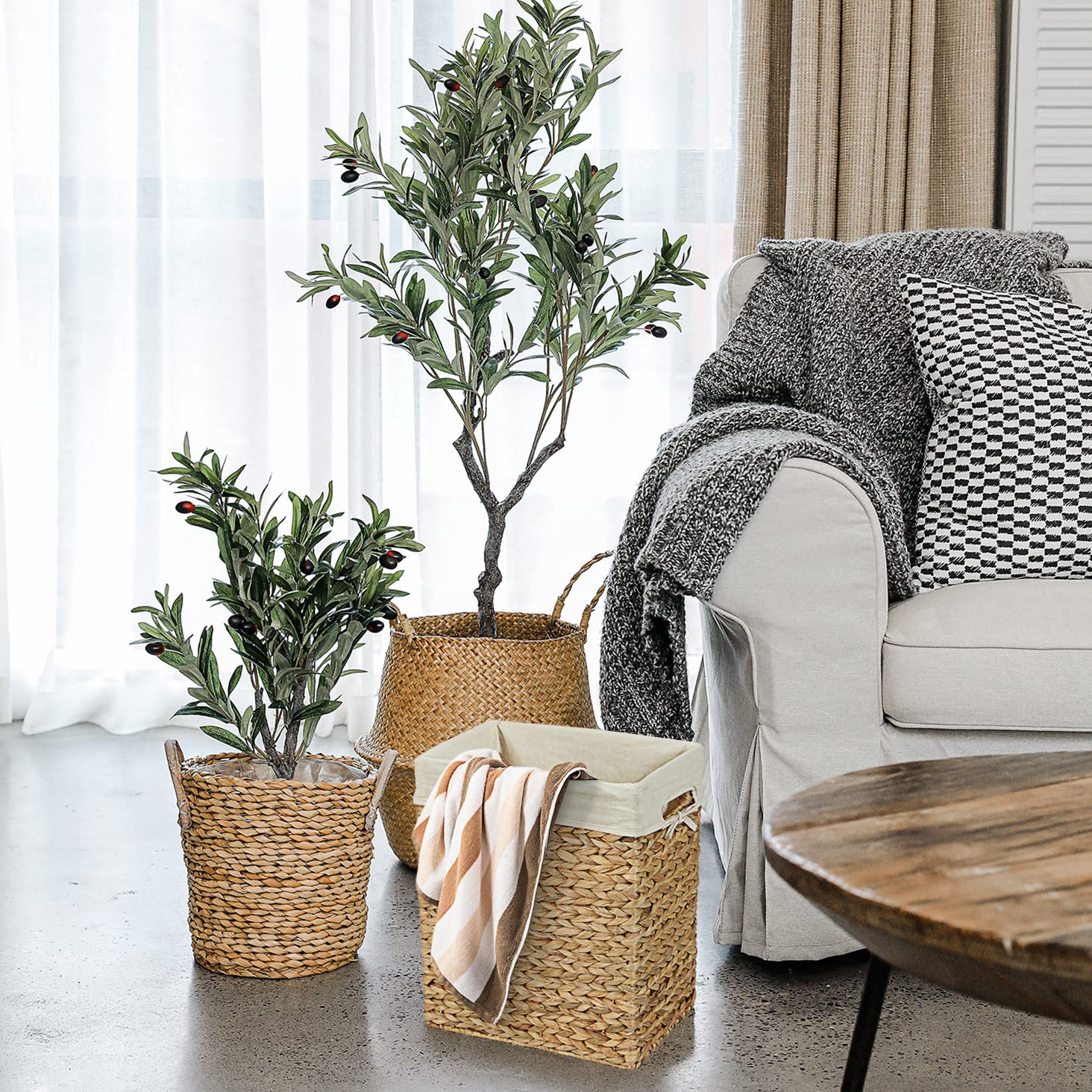 Handmade Natural Water Hyacinth Wicker Laundry Hamper with Lid - Small Rectangular Basket for Bedroom, Bathroom & Closet Organization