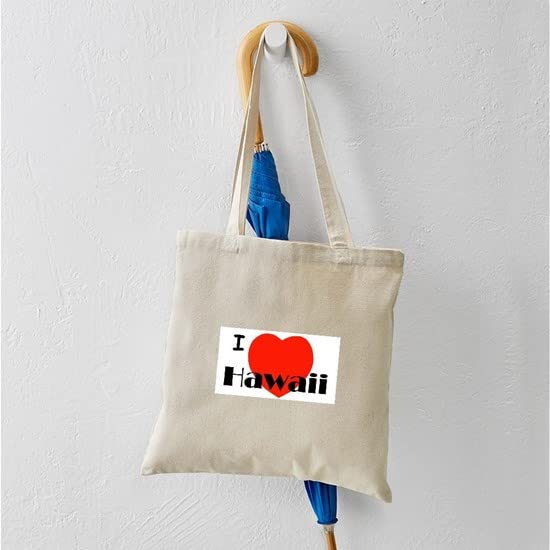I Love Hawaii Tote Bag - Natural Canvas Reusable Shopping Bag for Beach, Grocery & Travel | Eco-Friendly & Durable