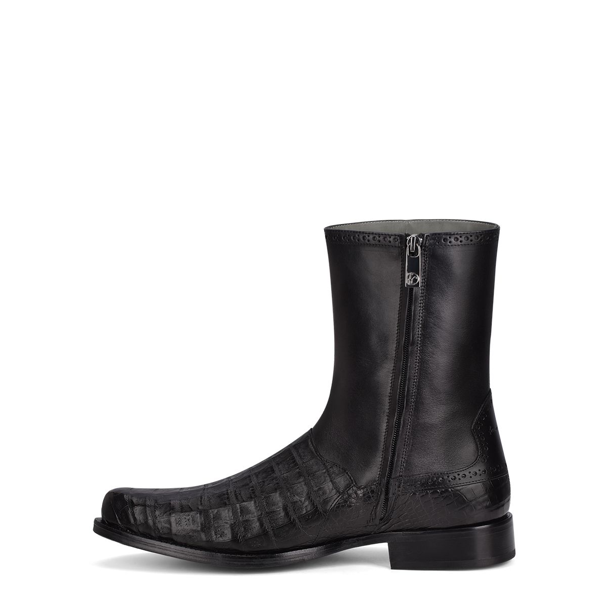 Franco Cuadra Men's Black Casual Caiman Leather Ankle Boots 827FWTS - Stylish & Comfortable for Everyday Wear, Office & Outdoor Activities