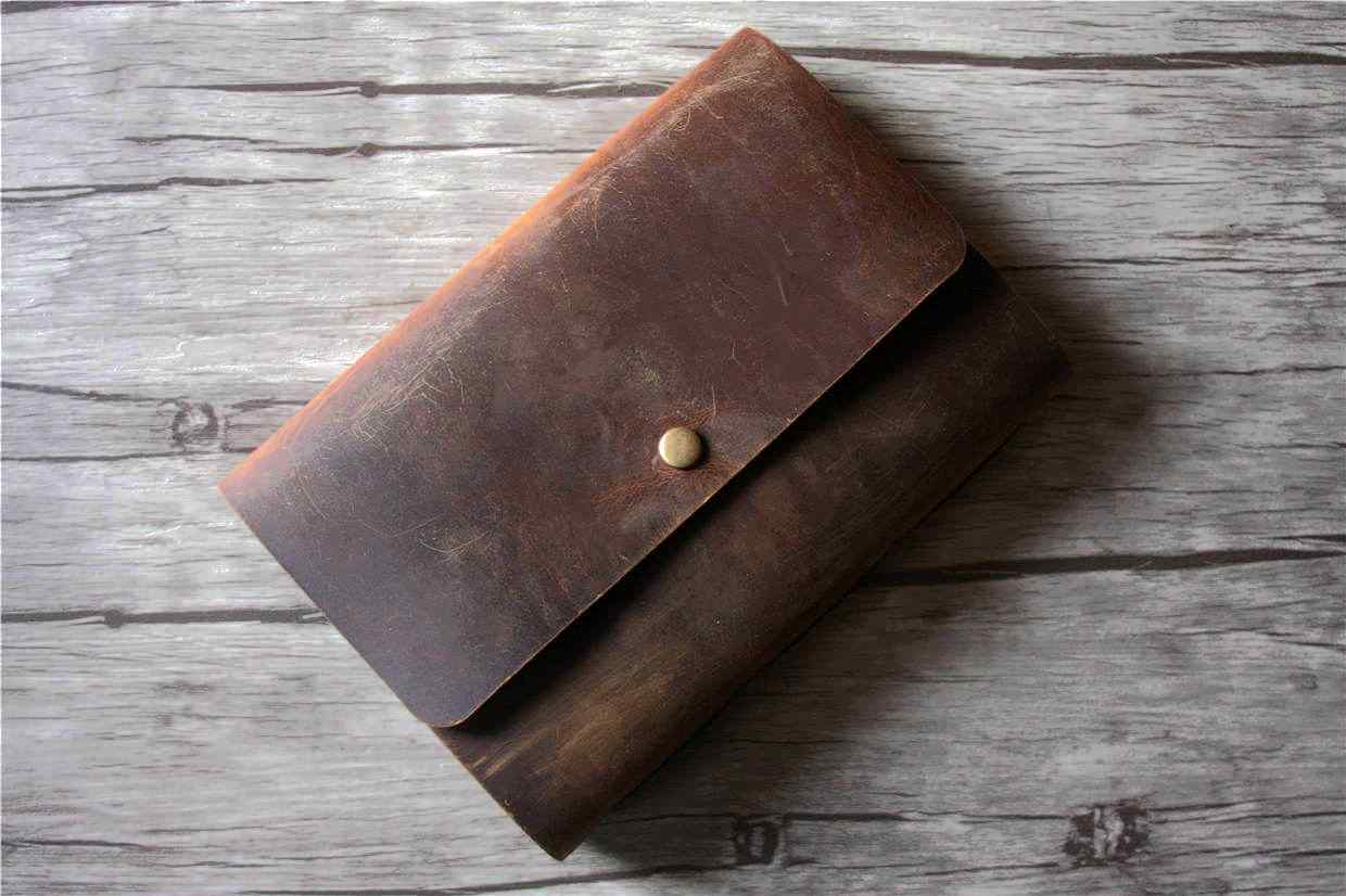 Premium Embossed Brown Leather Guest Check Book Album - Durable Restaurant & Cafe Bill Holder for Receipts & Orders
