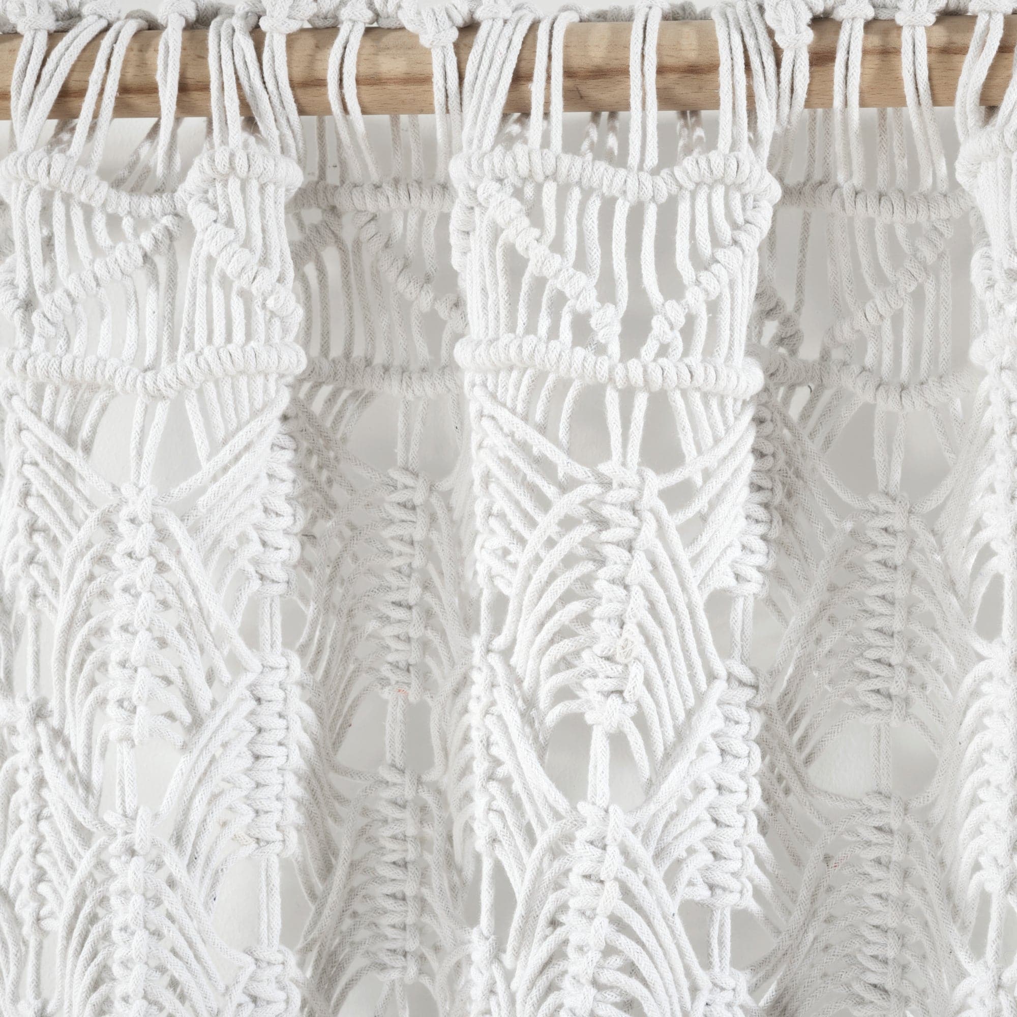 Boho Macrame Tassel Cotton Window Curtains for Living Room, Bedroom - Handmade Bohemian Sheer Drapes with Tassel Trim - Perfect for Home Decor, Nursery & Cozy Spaces