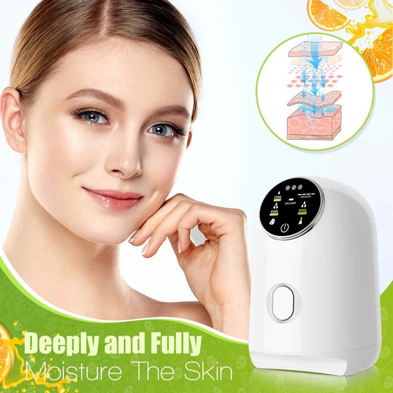 DIY Facial Mask Maker Machine Kit with 32 Collagen Pills - Touchscreen Fruit & Vegetable Home Beauty Device for Quiet SPA Treatments | Perfect for At-Home Skincare & Salon Professional Use