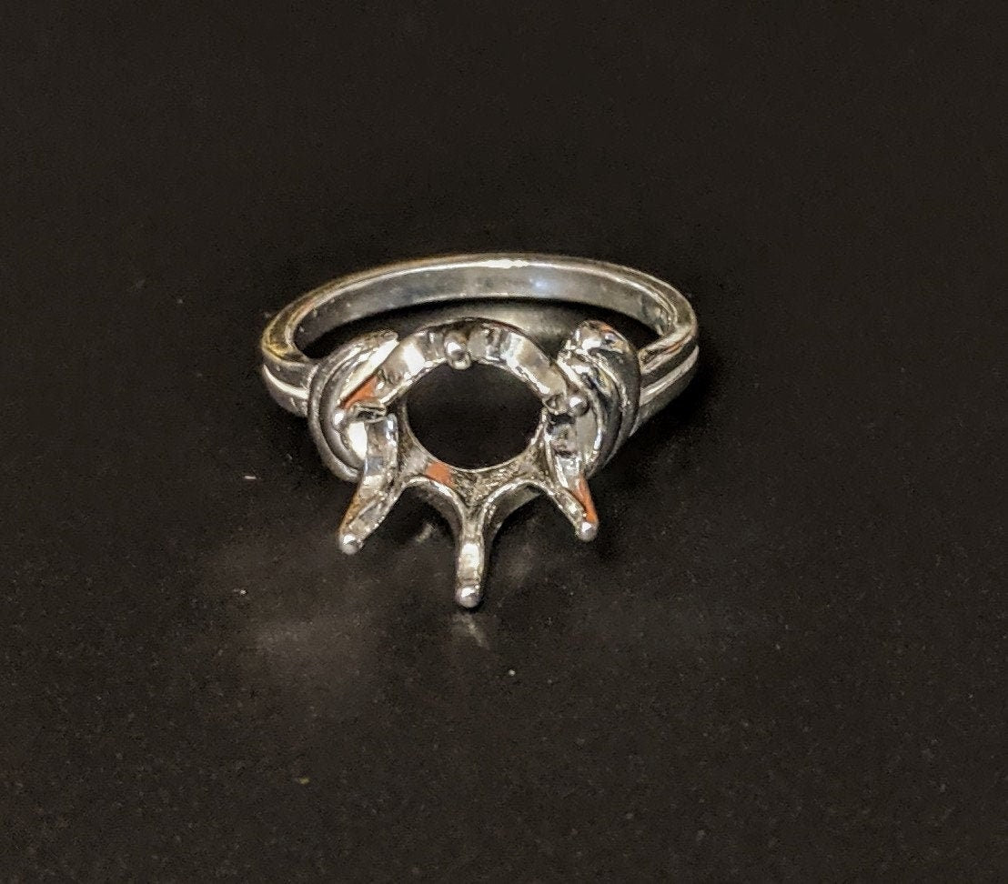 10mm Round Semi Offset Pre-Notched Sterling Silver or 14kt Gold Fashion Ring - Size 7 (Setting 163 445/143 445) - Perfect for Everyday Wear, Gift Giving & Jewelry Making