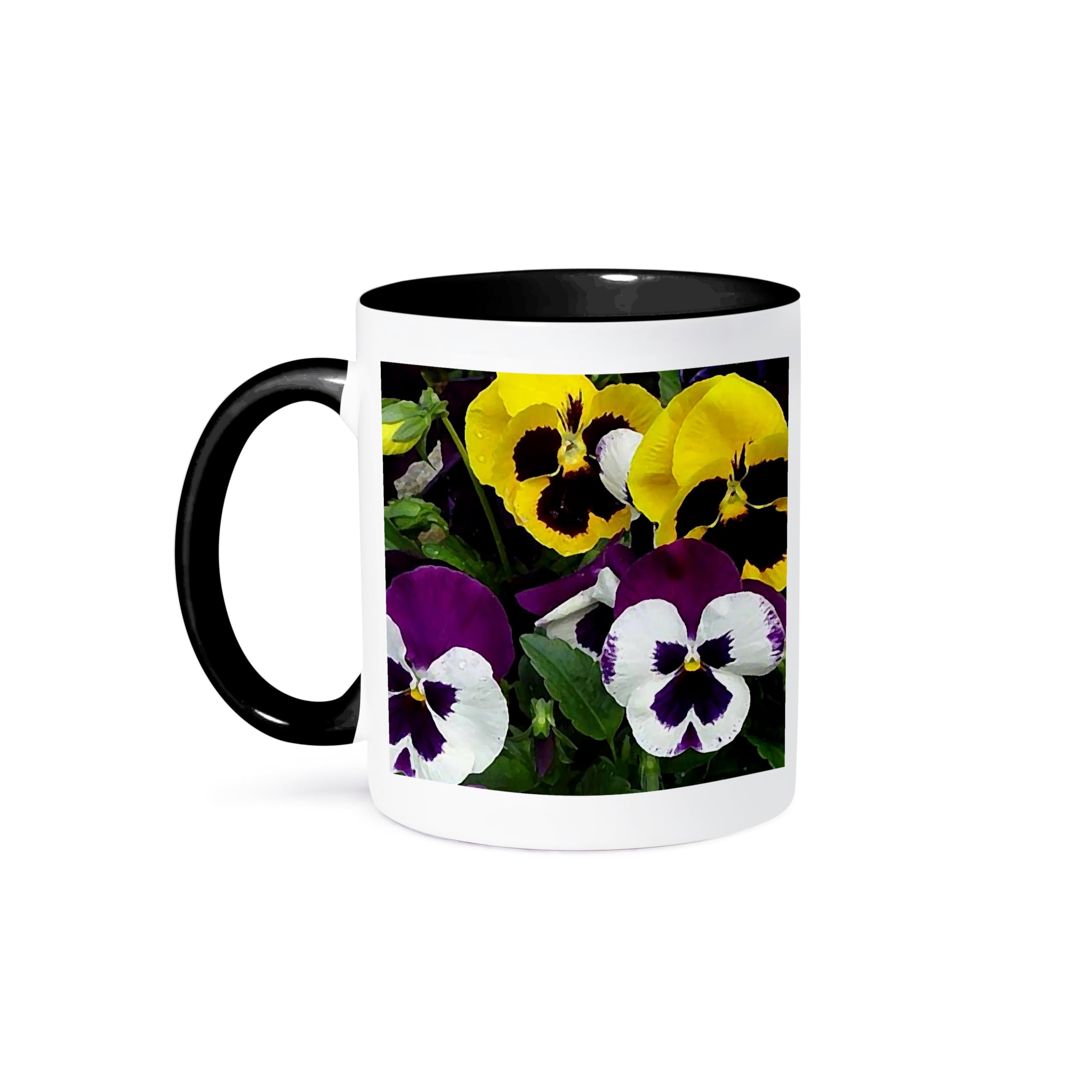 3D Rose Pansy Flower Design Ceramic Coffee Mug - 11 oz Insulated Tea Cup with Handle - Perfect for Home, Office, or Gift Giving - (mug_3142_4)