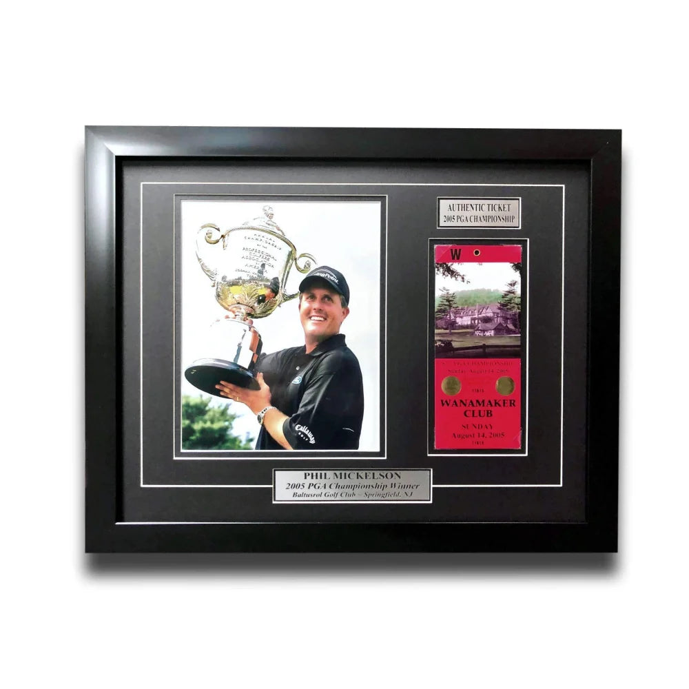 Authentic Phil Mickelson 2005 PGA Championship Framed Ticket Collage with COA - Golf Memorabilia for Sports Fans & Man Cave Decor