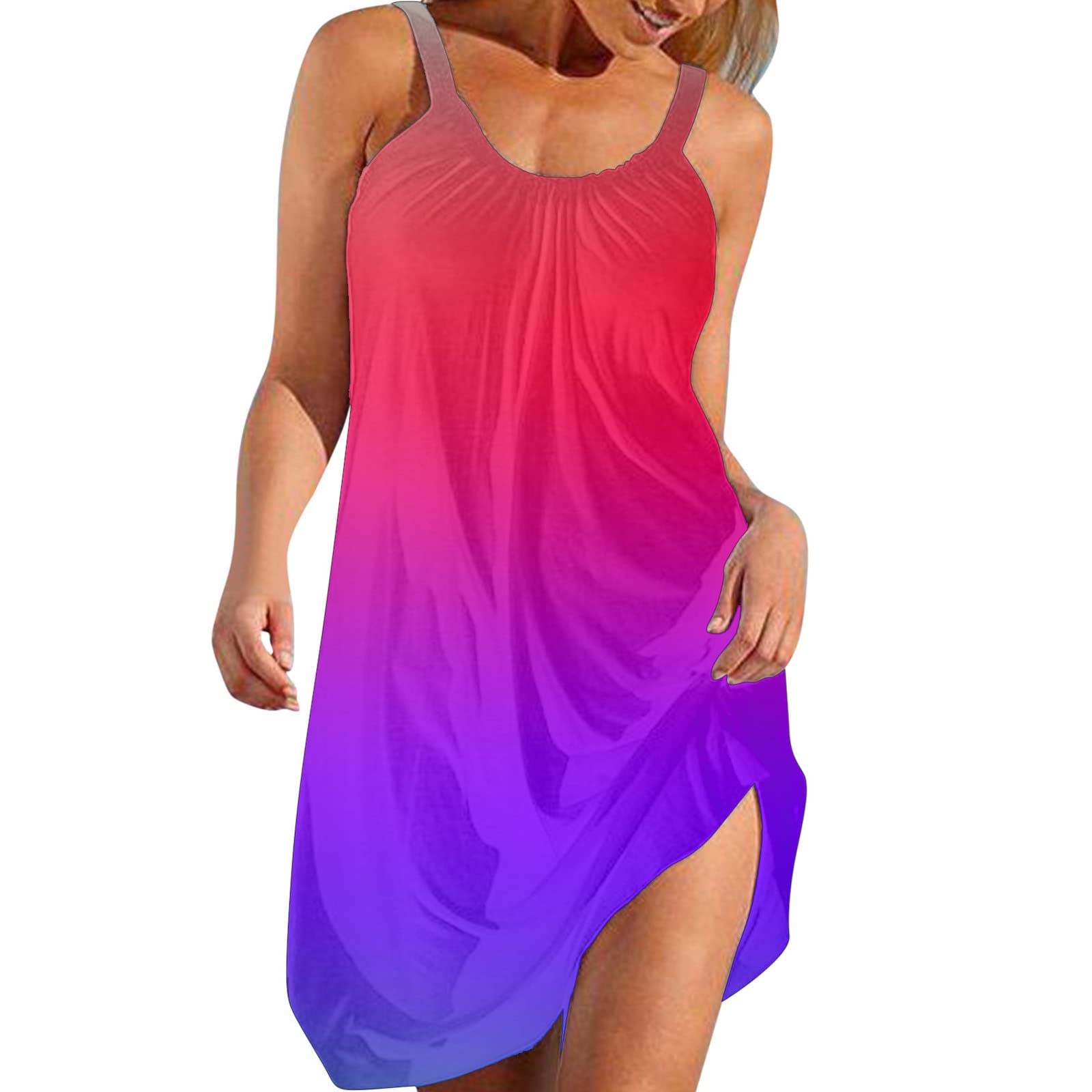 Plus Size Maternity Sundresses for Women - Vintage Bohemian Summer Casual Sleeveless Pullover Dress with Hollow Out O-Neck | Perfect for Beach, Vacation & Daily Wear