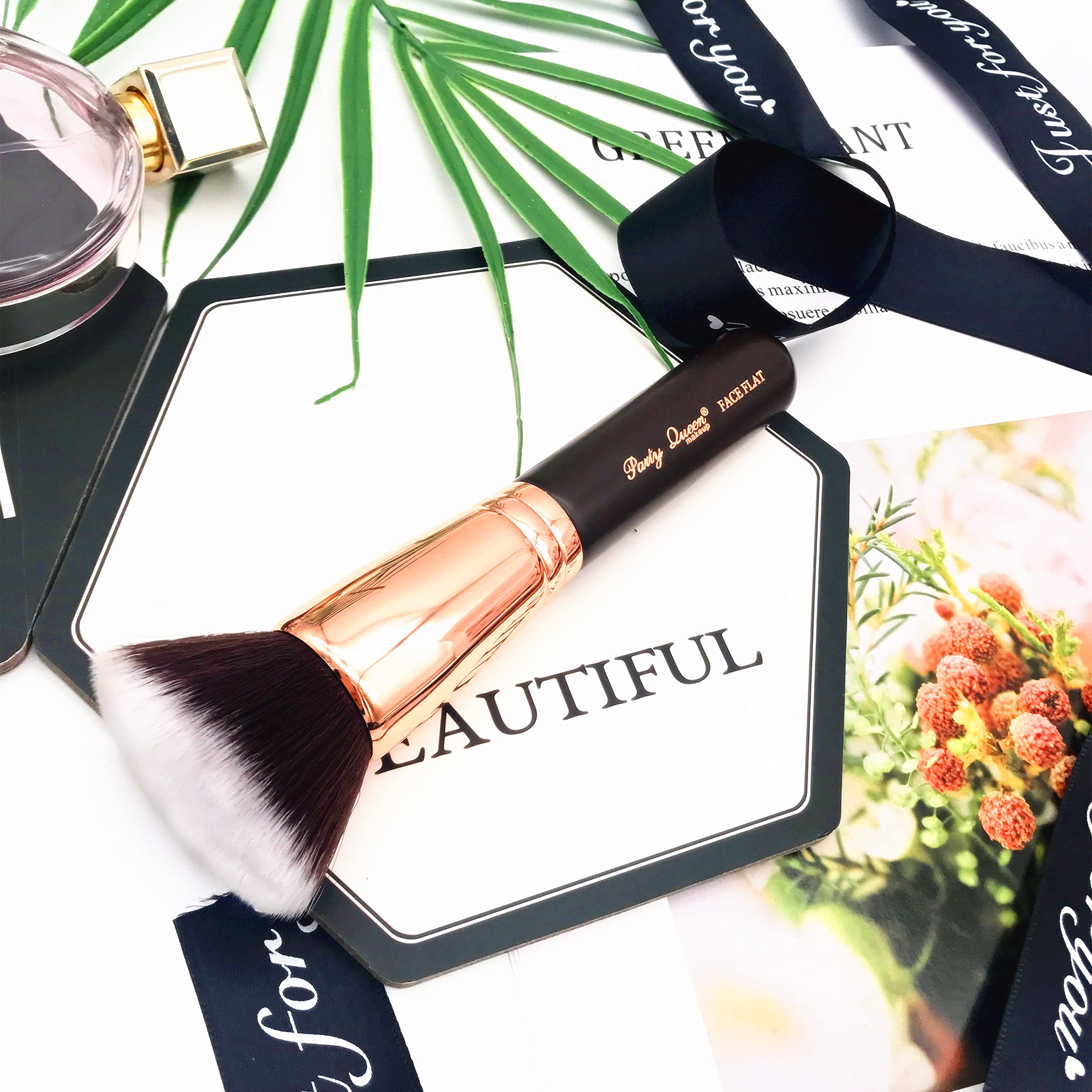 Premium Synthetic Kabuki Makeup Brush for Liquid, Cream, Powder & Mineral Foundation - Soft Flat Top Stippling Brush for Flawless Blending & Buffing (Rose Gold) - Perfect for Professional Makeup Artists & Everyday Beauty Routine