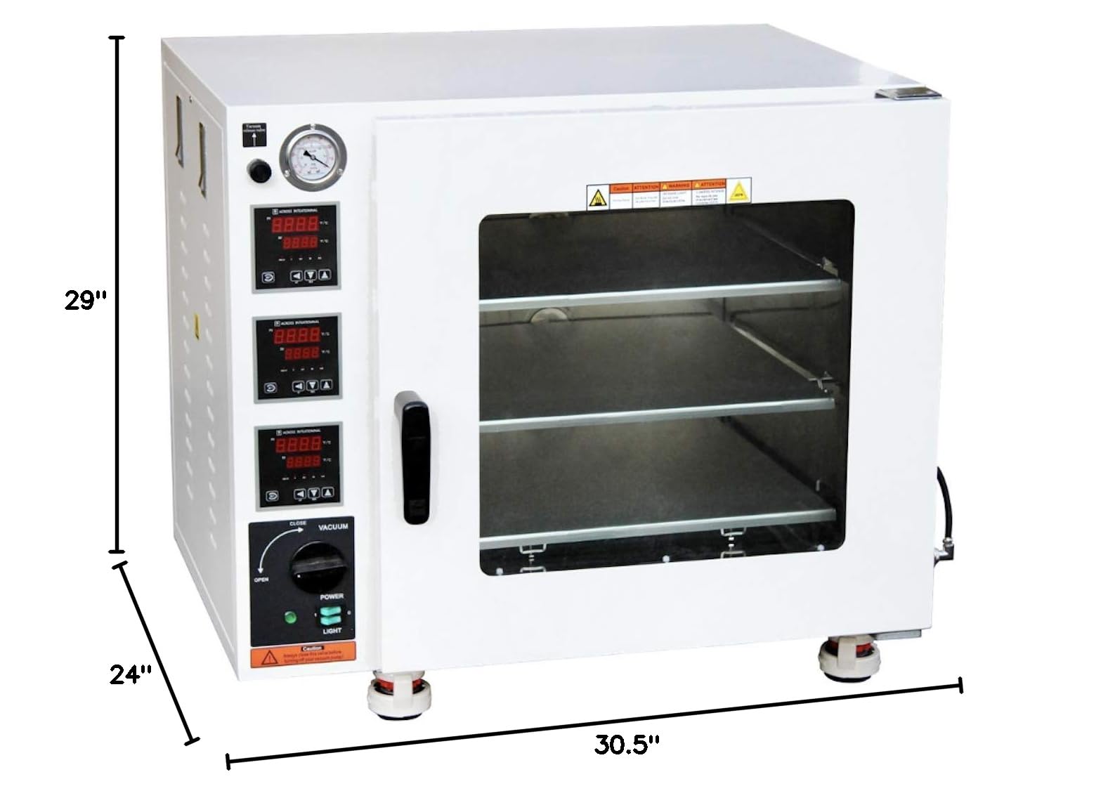 ECO Series 150C Vacuum Oven - 3.2 Cu Ft Capacity with 3 Heated Shelves & LED Lights, 110V for Lab & Industrial Use - 1 Year Warranty | Perfect for Drying, Curing & Heat Treatment Applications