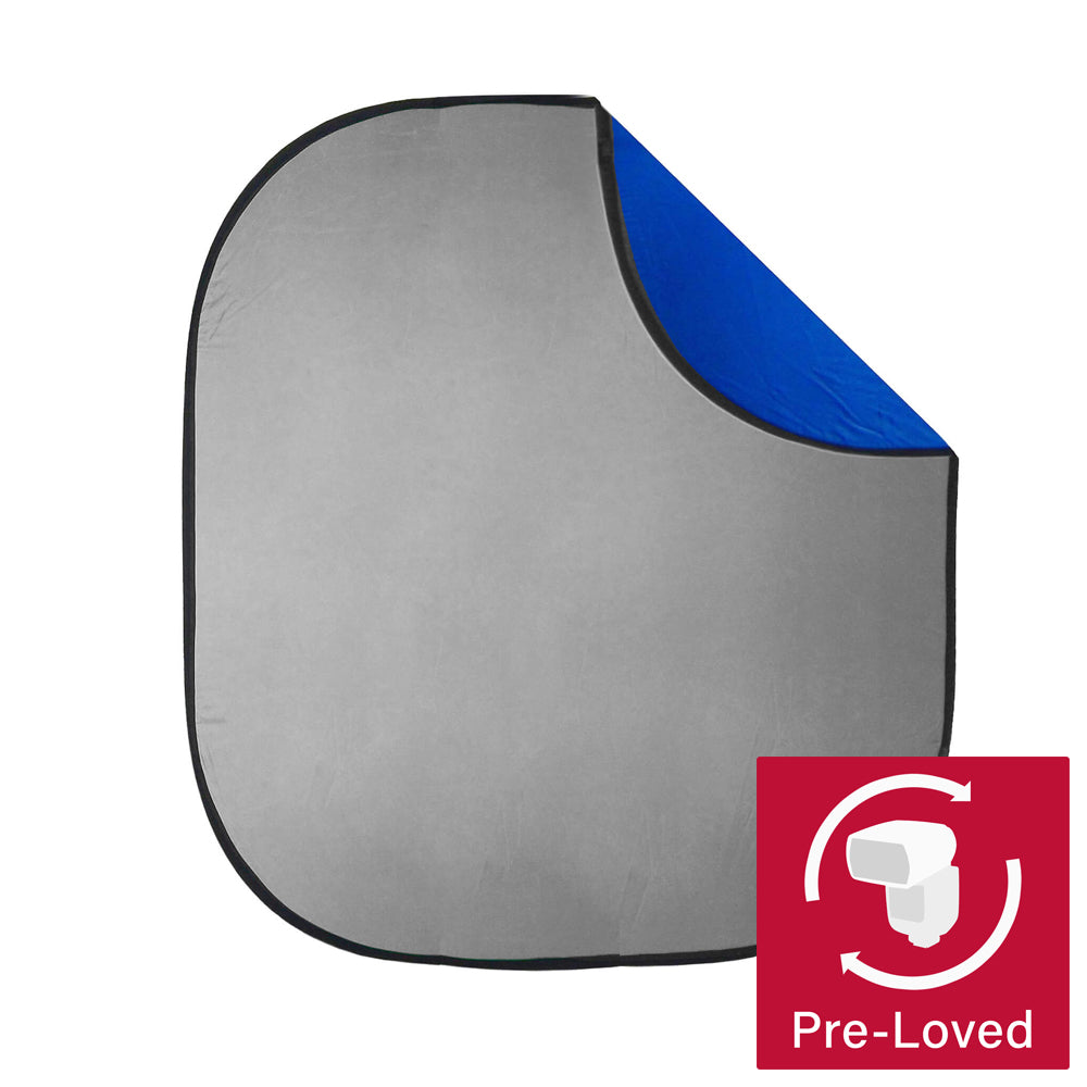 2x2.3m Muslin Cotton Dual Sided Collapsible Backdrop - Blue/Grey | Photography Studio Background | Perfect for Portraits, Product Shoots & Video Calls