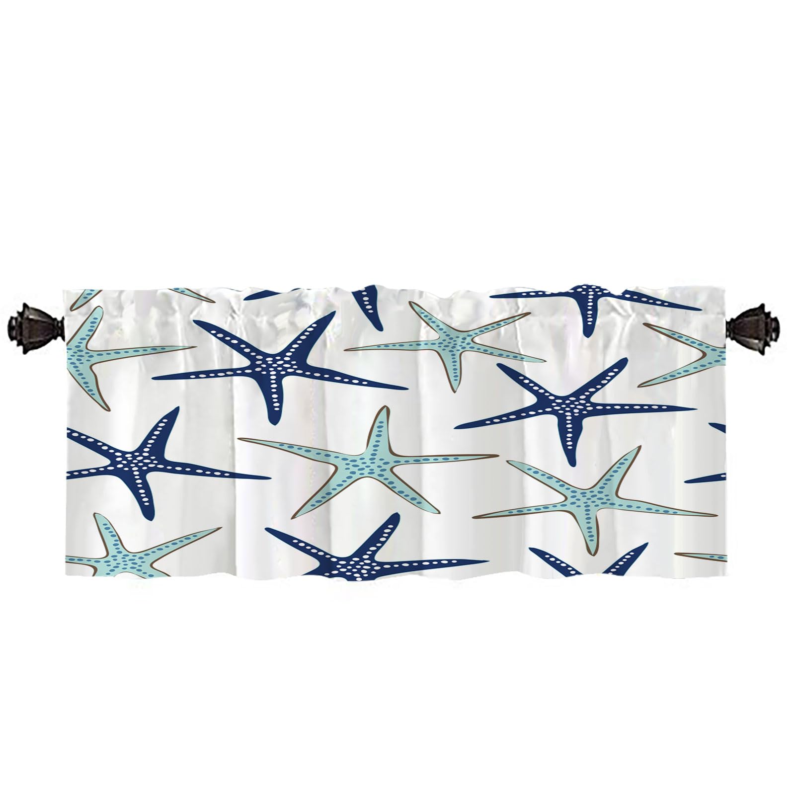 Starfish Kitchen Valance Curtains 52x18 Inches - Coastal Window Valance for Living Room, Bedroom, Bathroom & Dining Room Decor
