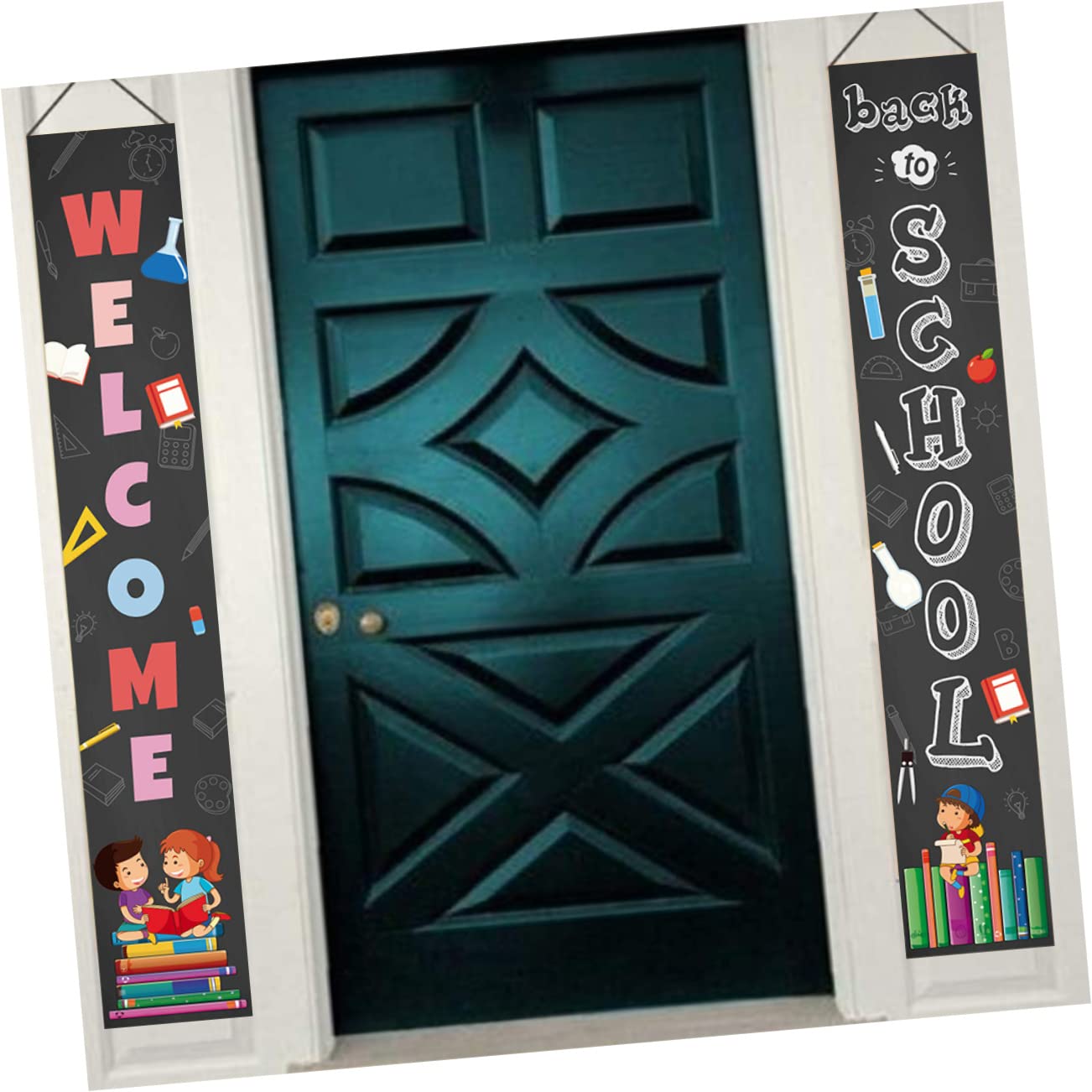 Zerodeko 1 Pair Decorative Curtain Emblems - Office & School Welcome Signs, Back to School Banner for Classroom Decor, Campus Events & Seasonal Celebrations