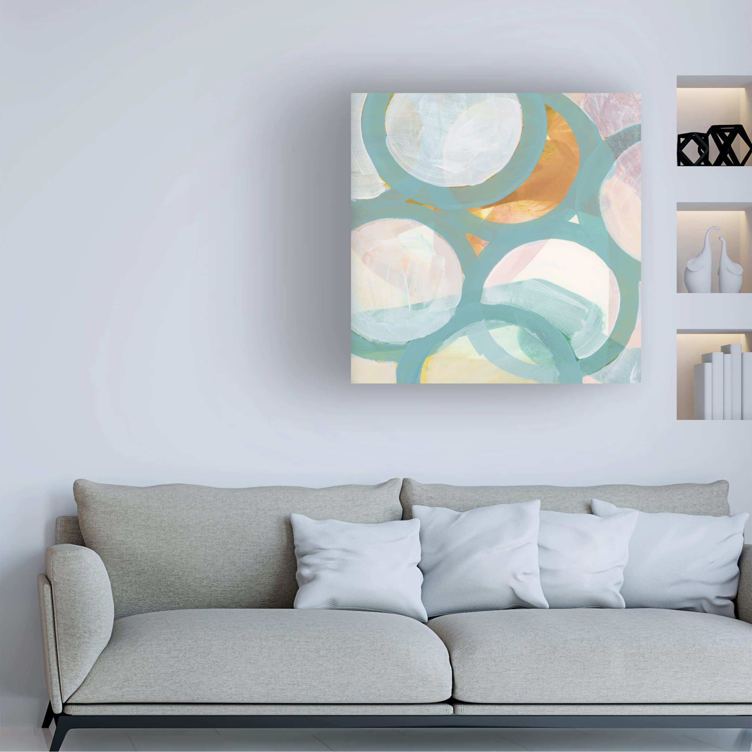 Trademark Fine Art 'Aqua Circles I' Abstract Canvas Wall Art by Cartissi - Perfect for Living Room, Bedroom & Office Decor