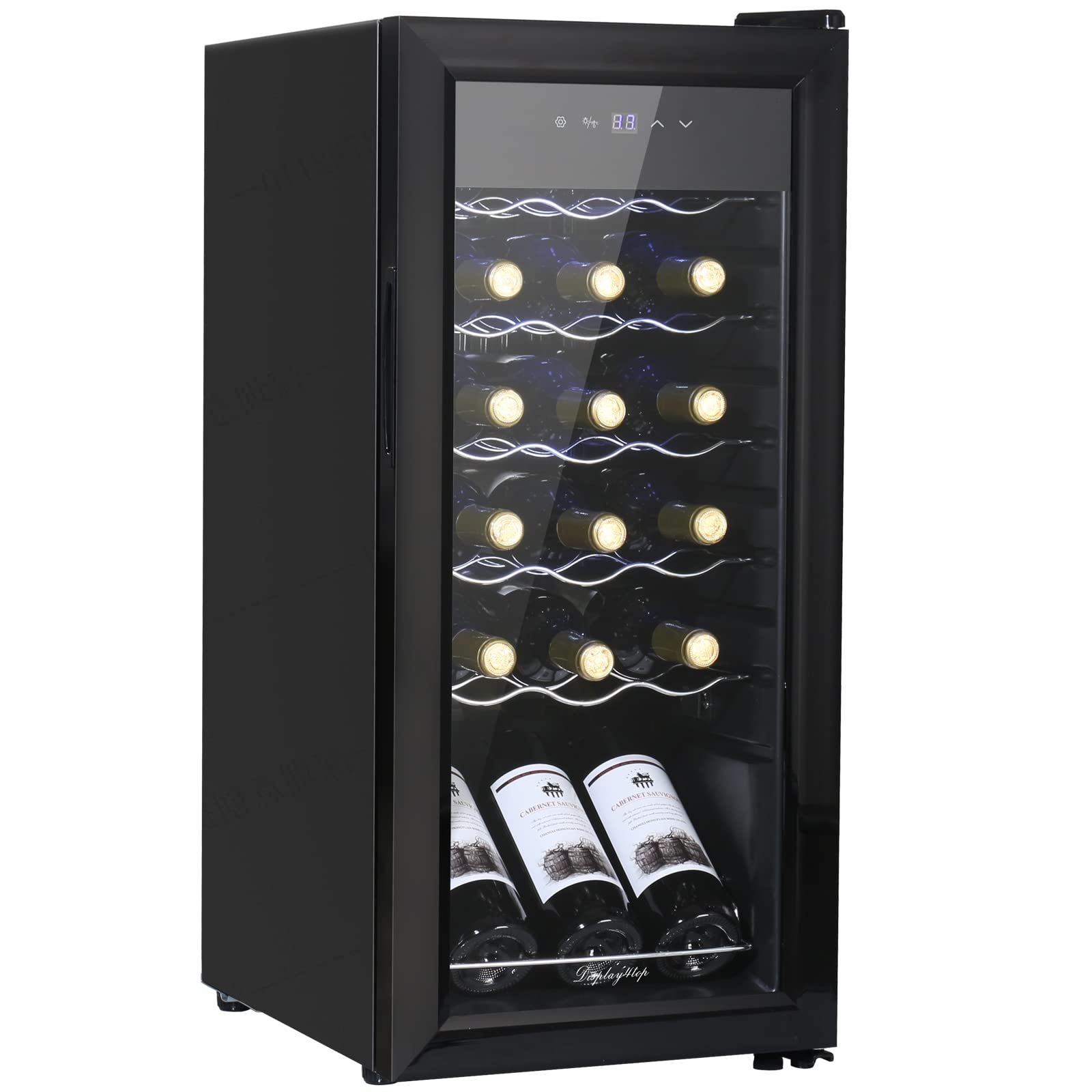Display4Top 18-Bottle Wine Cooler Refrigerator with Digital Touch Screen - Black | Perfect for Home Bars, Kitchens & Wine Cellars