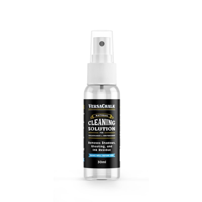 VersaChalk 100% Natural Chalkboard Cleaner Spray & Eraser Kit (30 mL) - Remove Liquid Chalk Marker from Chalkboard, Whiteboard & Blackboard - Perfect for Restaurants, Classrooms & Office Signs