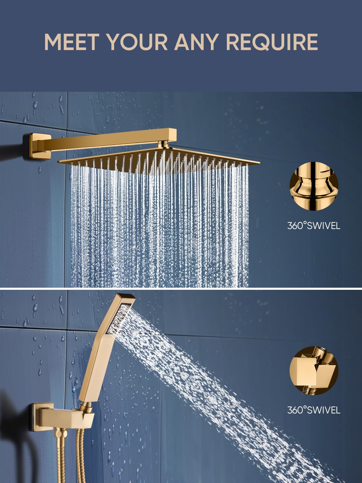 Premium 10-Inch Rainfall Shower System Set with Handheld Sprayer - Complete Bathroom Faucet Kit Including Rough-in Valve & Trim - Perfect for Luxury Spa Experience at Home