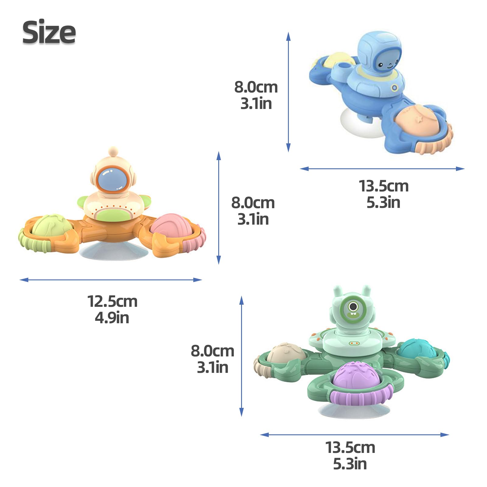 Jollybaby 3PCS Suction Cup Spinner Toys for Toddlers - Fun Spinning Tops for Boys & Girls, Sensory Bath Toys & Birthday Gift for Infants - Perfect for Bathtime Play, Sensory Development & Early Learning