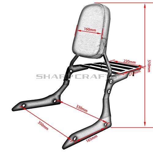 Chrome Motorcycle Sissy Bar Backrest with Luggage Rack for Yamaha Stryker 1300 XVS1300 (2011-2017) - Comfortable Passenger Support & Storage Solution for Long Rides and Road Trips