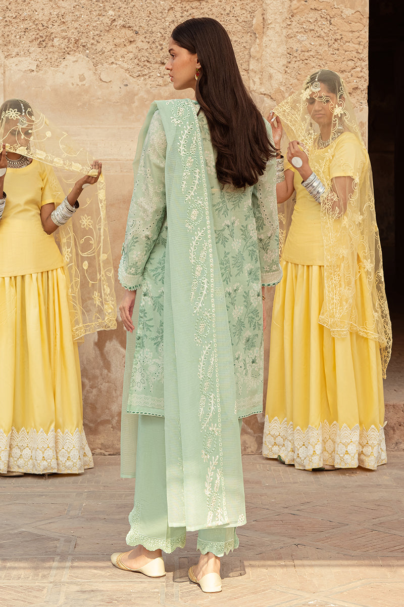 ICE LILY STITCH 3PC Embroidered Lawn Suit Set - Elegant Floral Design for Women's Summer Outfits, Perfect for Garden Parties, Weddings & Special Occasions