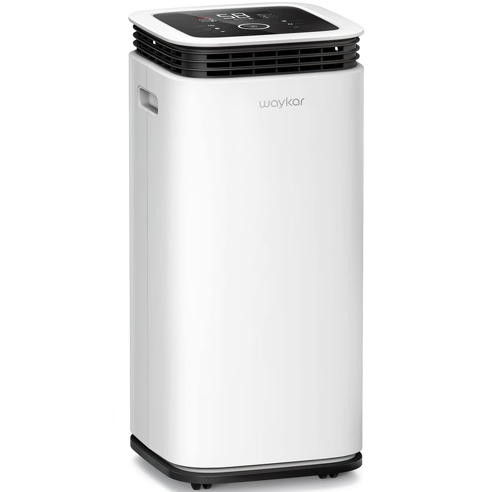Waykar 5000 Sq. Ft Energy Efficient Dehumidifier with Drain Hose - Smart Touch Control, 4 Air Outlets, 24H Timer & 1.19 Gallon Tank - Ideal for Basements, Large Rooms, Bathrooms & High Humidity Areas - Perfect for Home, Office, RV & Dorm Use
