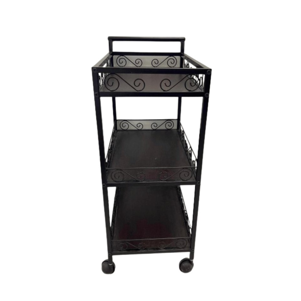 Multi-Functional Brown Metal Utility Cart with Wheels - Perfect for Home, Office, Garage Storage and Organization