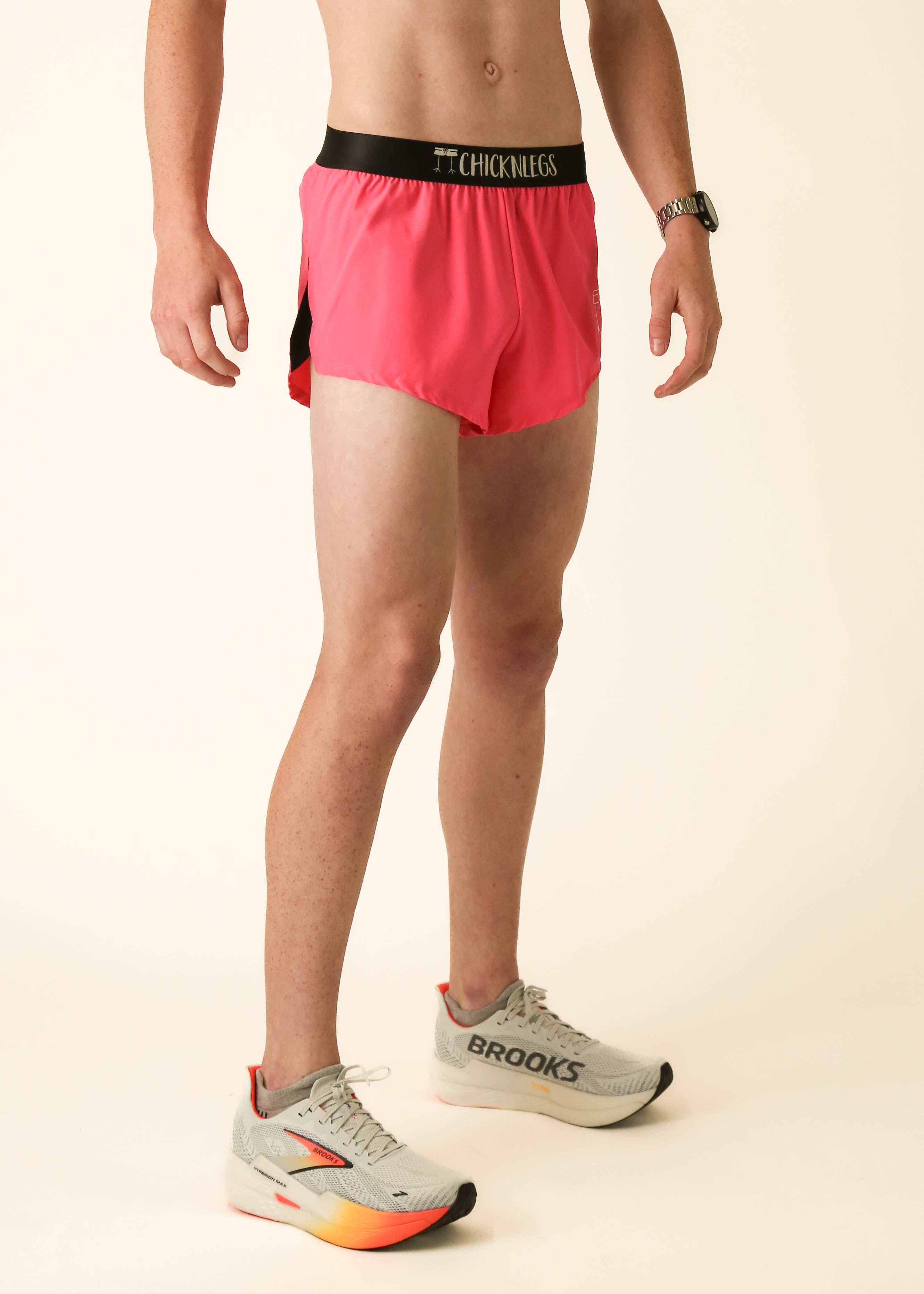 Men's Running Shorts - Neon Pink 2 Split Athletic Shorts for Gym, Jogging & Workout | Lightweight Breathable Training Shorts