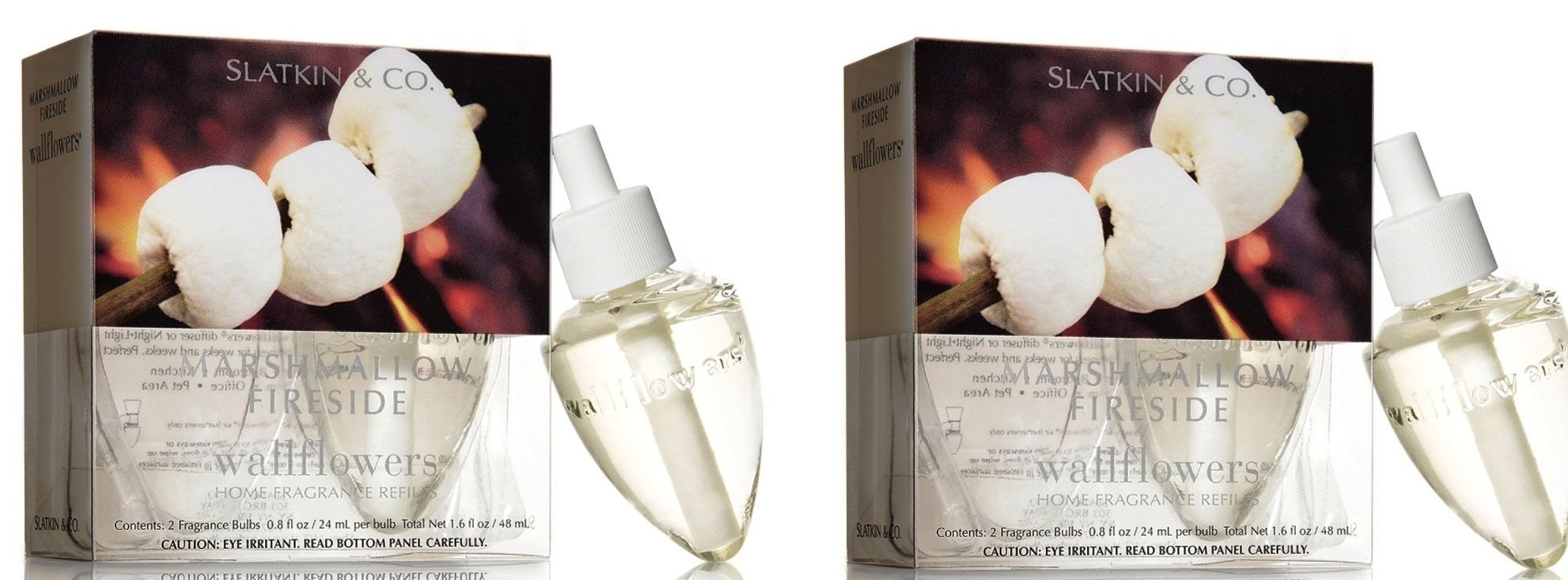 Bath & Body Works Slatkin Wallflower Bulb Refills - Marshmallow Fireside Scent - 2 Boxes (4 Bulbs) - Home Fragrance Refills for Plug-In Air Fresheners - Perfect for Living Room, Bedroom & Bathroom