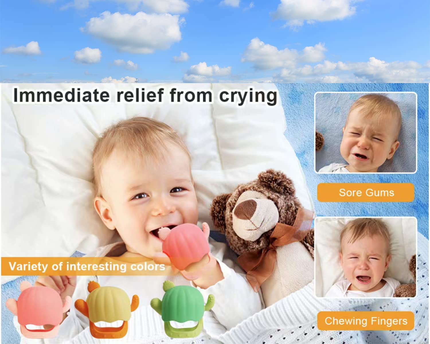 2 Pack Baby Teething Toys for 0-9 Months - Soothing Sore Gums Relief, BPA-Free Infant Teethers with Storage Case & Gift Box (Yellow & Green) | Perfect Baby Shower Gift & On-The-Go Teething Solution