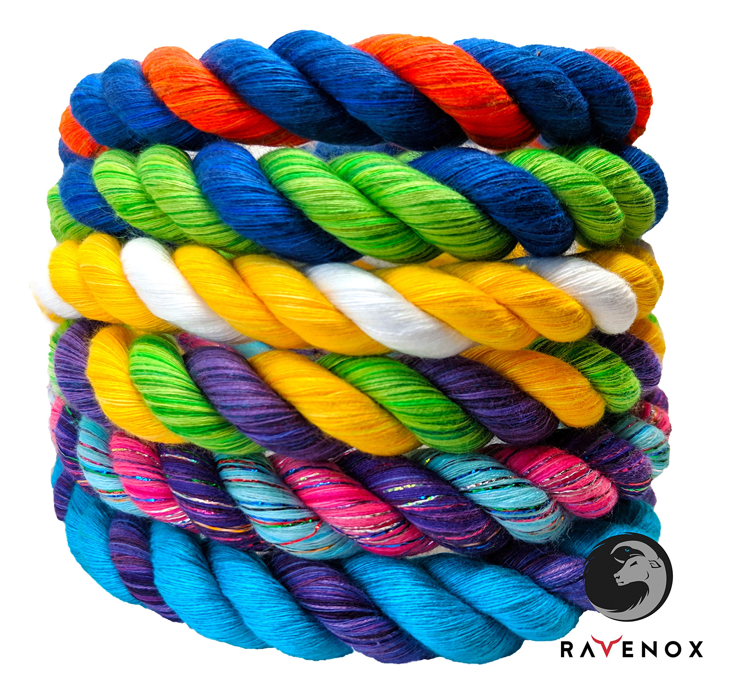 Ravenox Colorful Twisted Cotton Rope - Premium USA-Made Triple-Strand Rope for Sports, Home Decor, Pet Toys, Macrame & DIY Crafts | Indoor/Outdoor Use | Custom Colors by Foot & Diameter | Perfect for Backyard Projects, Wall Hangings & Dog Chew Toys