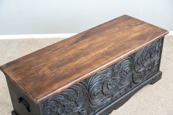 Handmade Charcoal Wooden Blanket Box - Handcrafted Storage Trunk for Blankets, Pillows & Bedding | Perfect for Bedroom, Living Room & Nursery Organization