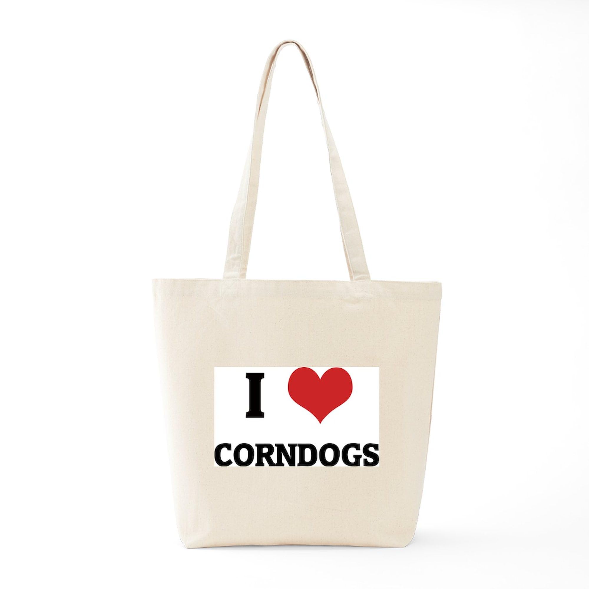 I Love Corndogs Tote Bag - Natural Canvas Reusable Grocery Shopping Bag for Farmers Market, Beach & Picnic | Eco-Friendly Carryall by CafePress