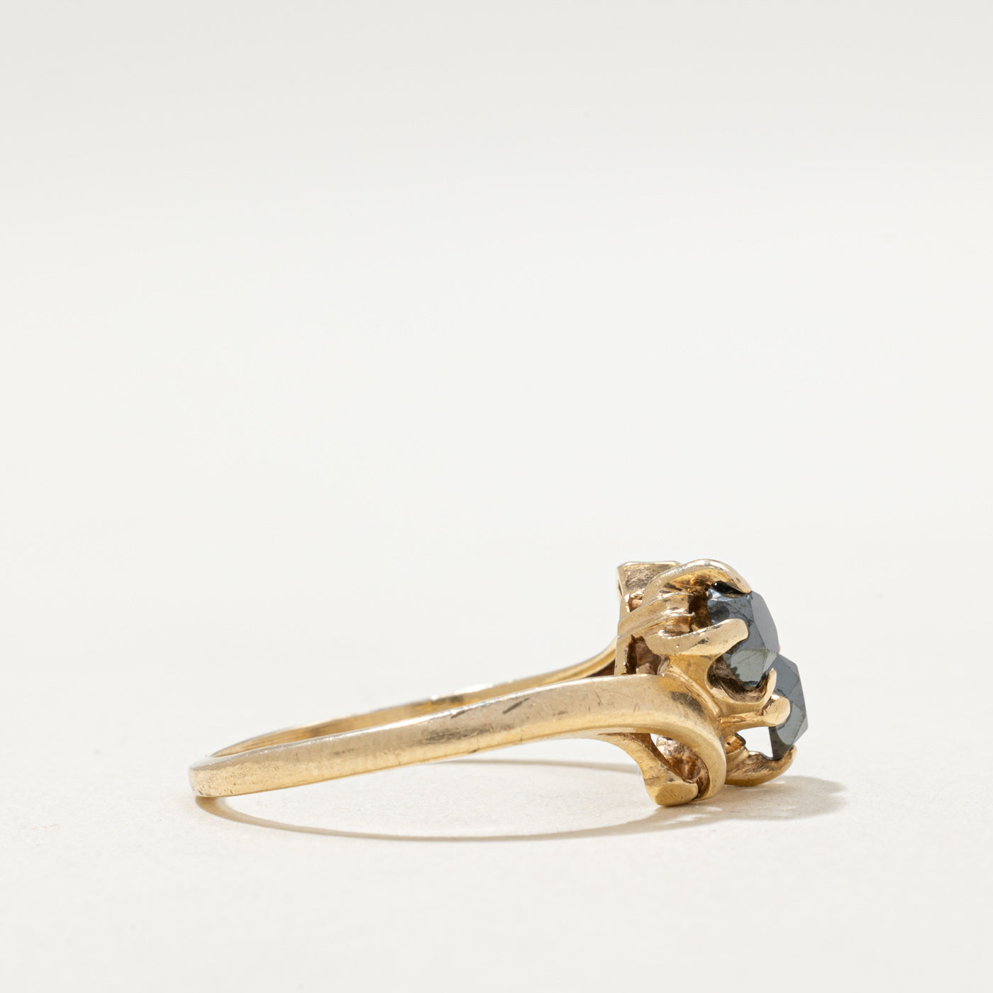 Toi et Moi Hematite Bypass Ring | 0.30ctw Hematite & Diamond Ring | Size 6.5 | Elegant Promise Ring for Women | Perfect for Anniversaries, Engagements & Special Occasions