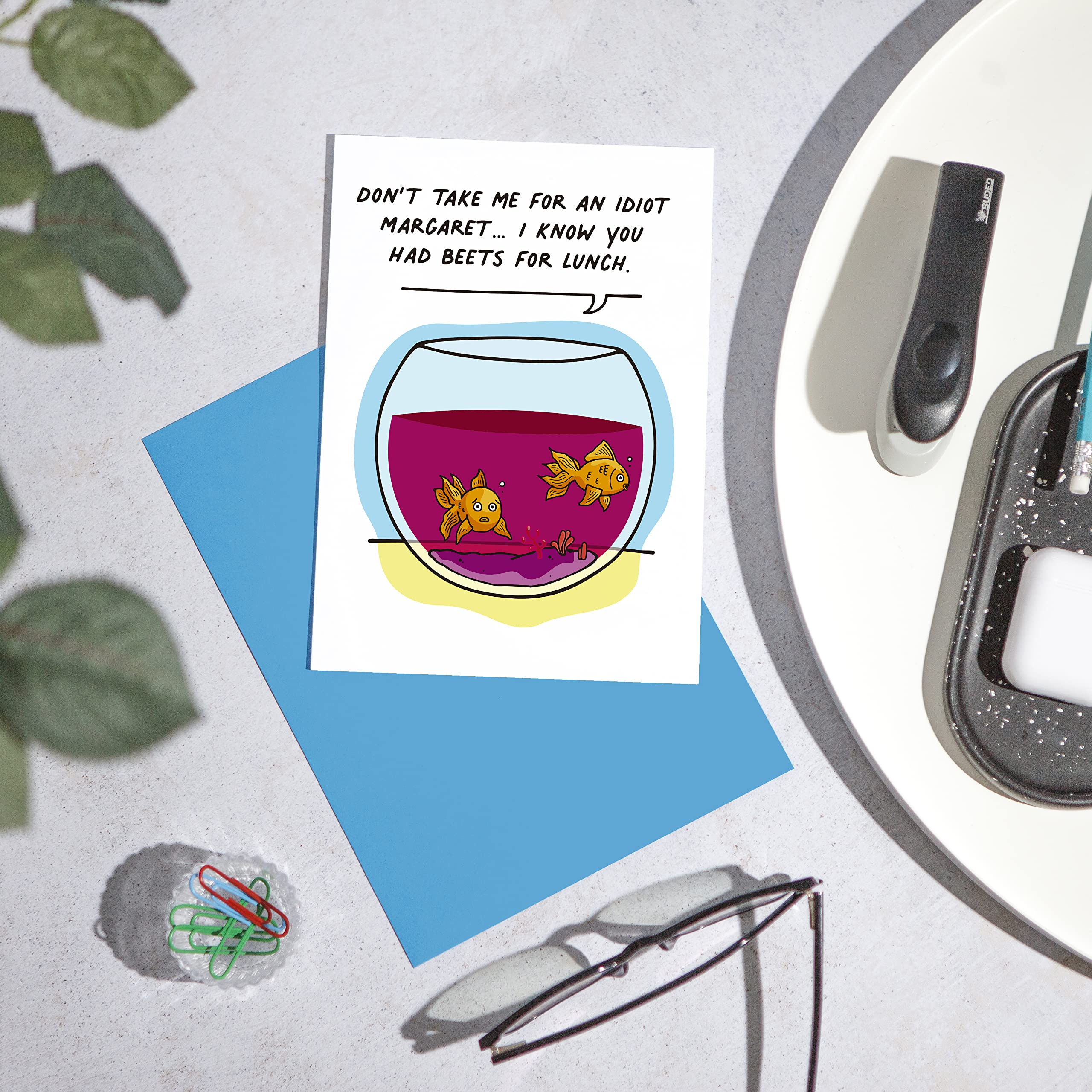 Huxters 'Did You Have Beets For Lunch?' Funny Birthday Card - Humorous Gift for Women, Men, Friends, Mum or Dad - A5 Size Goldfish Design - Perfect for Birthday Celebrations, Office Gifts & Special Occasions
