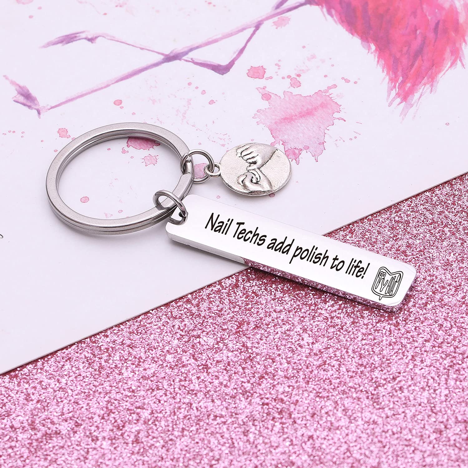 RSZOTW Nail Technician Keychain - Stylish Cosmetology Jewelry Gift for Manicurists, Nail Stylists & Beauty Professionals - Perfect Thank You Gift for Nail Techs - Great for Salons, Spas & Cosmetology Graduation Gifts