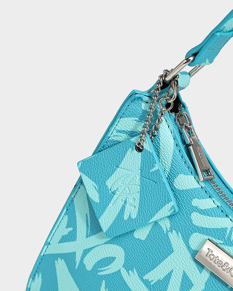 Blue Graffiti Shoulder Bag - Trendy Crossbody Purse for Women & Men - Perfect for Streetwear, Travel & Everyday Use