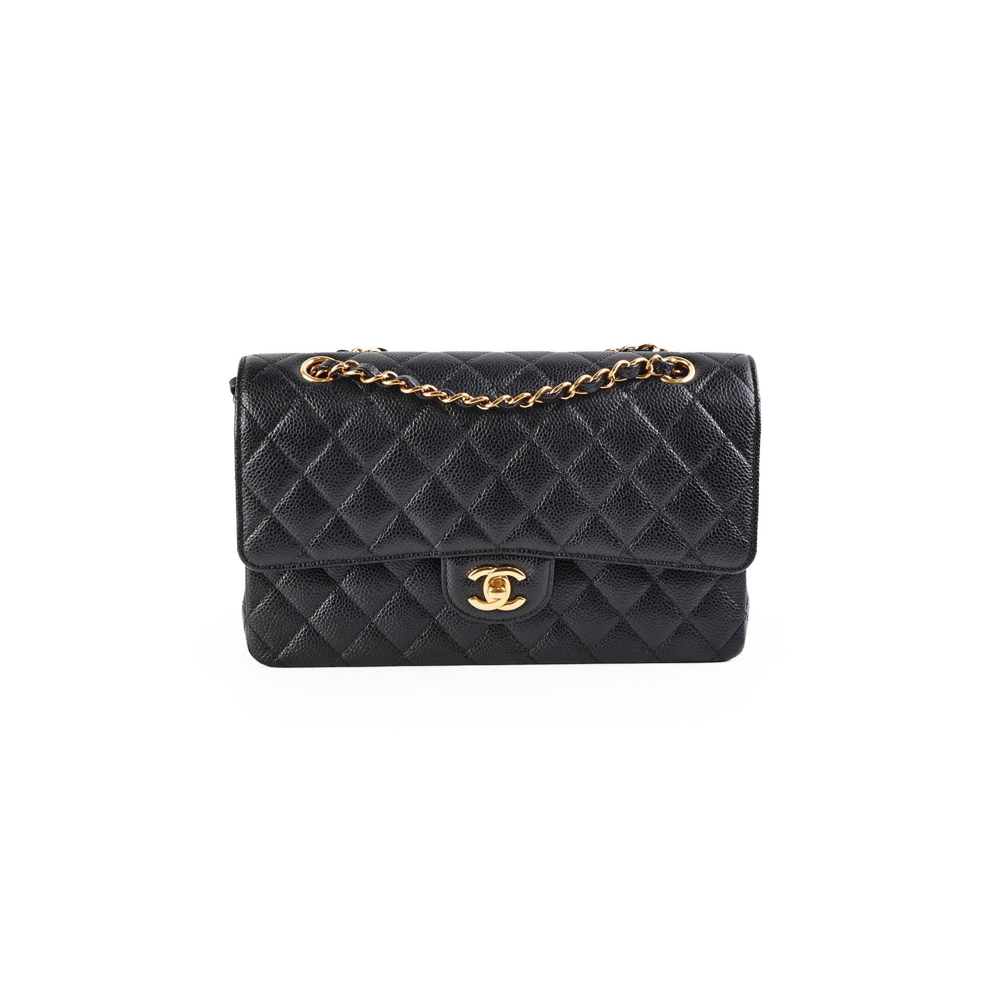 Authentic Chanel Caviar Medium/Large Double Classic Flap Bag Black 2022 - Luxury Handbag for Women, Perfect for Work, Evening Events & Special Occasions