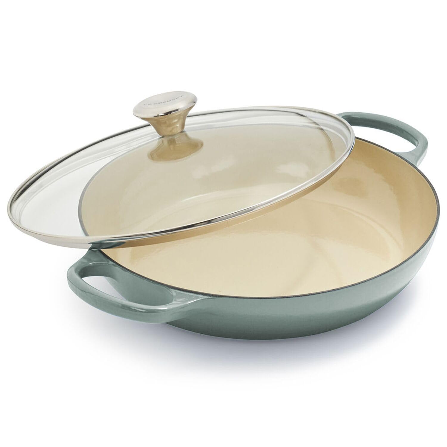 Le Creuset 3.5 qt. Buffet Casserole with Glass Lid - Sea Salt Blue | Enameled Cast Iron Dutch Oven for Baking, Roasting & Serving | Perfect for Family Dinners & Entertaining