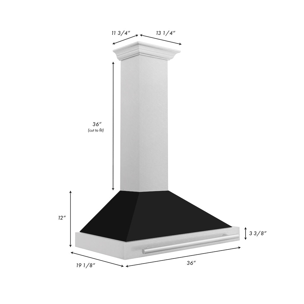 ZLINE 30 Inch Stainless Steel Wall Mount Range Hood - Convertible Satin Finish with Black Matte Shell & Stainless Steel Handle (KB4SNX BLM 30) | Perfect for Modern Kitchen Ventilation & Smoke Removal