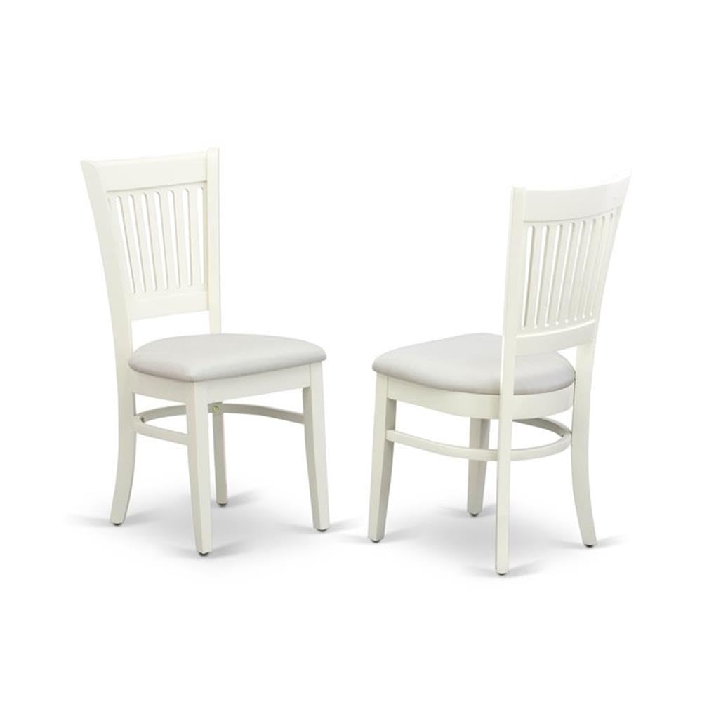 East West Furniture LGVA7-LWH-C 7-Piece Kitchen Dining Set - 42x84 Inch Rectangle Wooden Table with Butterfly Leaf & 6 Linen Fabric Chairs, White - Perfect for Family Meals, Dinner Parties & Small Space Apartments