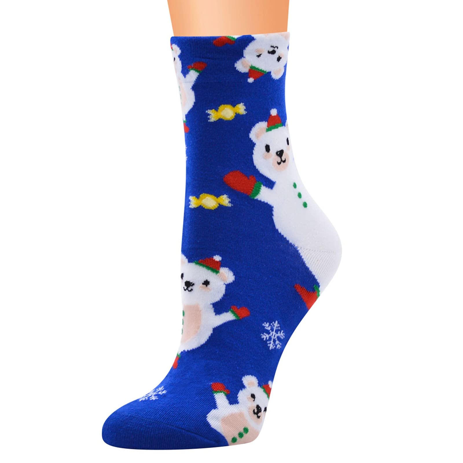 Women's Christmas Socks - Warm Winter Crew & Ankle Socks with Funky Holiday Patterns, Moisture-Wicking Mid-Calf Socks for Gift Giving, Office Parties & Cozy Home Wear