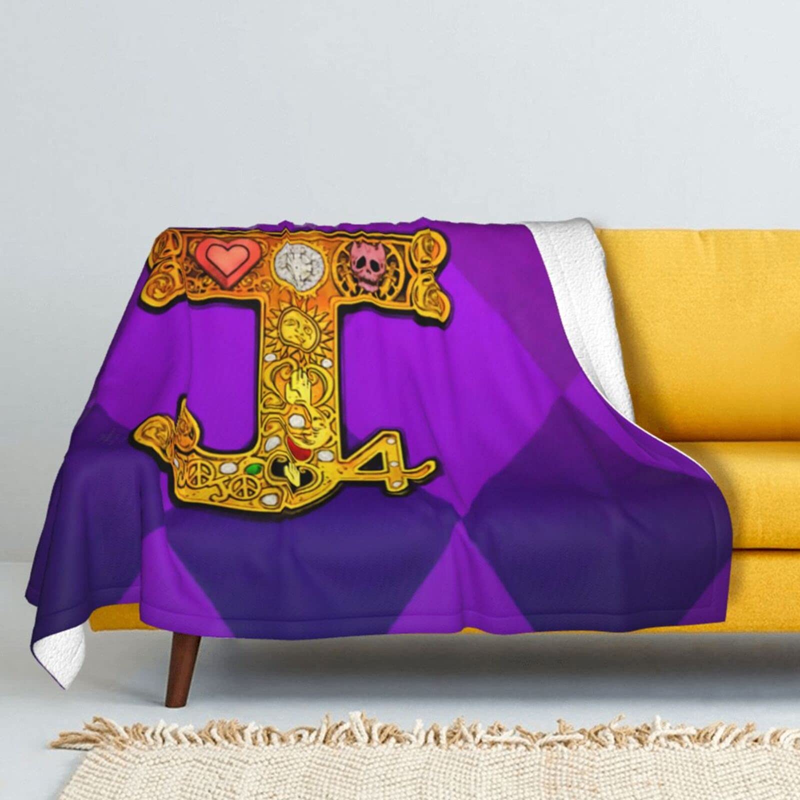 JoJo's Bizarre Adventure Lamb Wool Blanket - Super Soft Silver Fox Fur Throw for Bed, Couch & Sofa - Luxury Cozy Blanket for Men & Women - Perfect for Anime Fans, Winter Nights & Living Room Decor