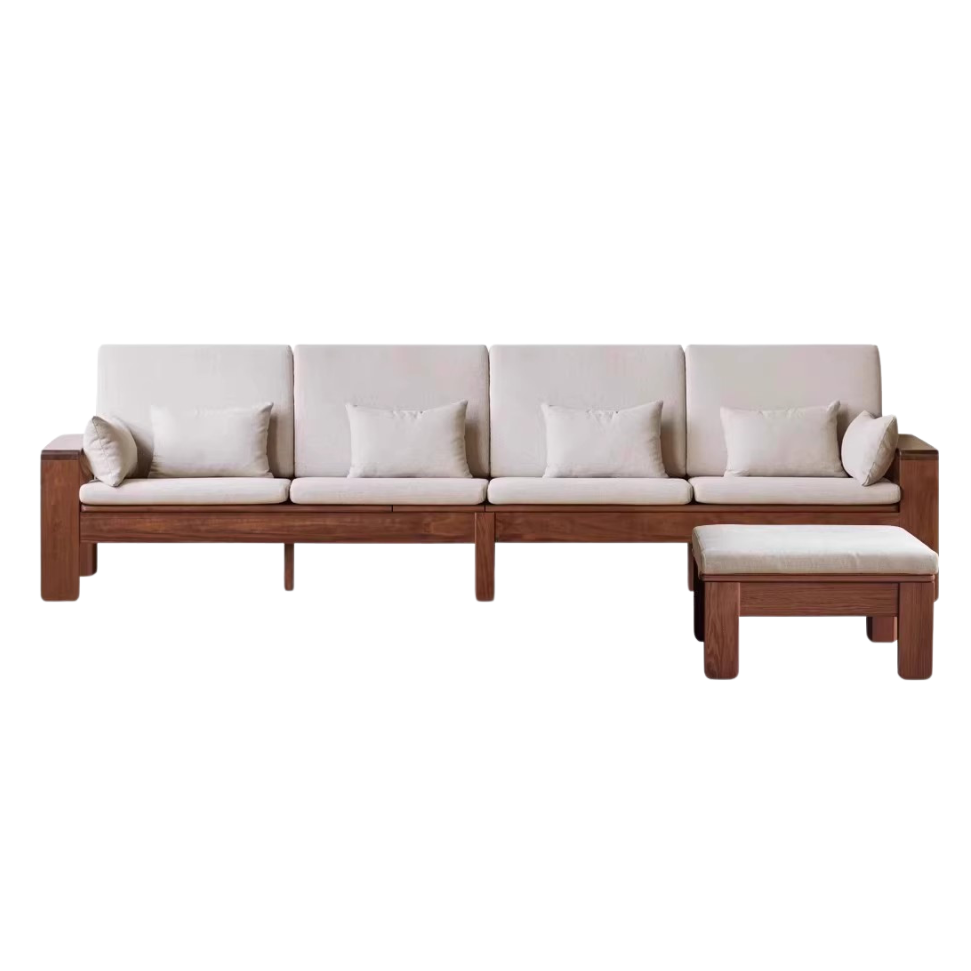 Premium Black Walnut Solid Wood Fabric Sofa - Modern Nordic Style 2-in-1 Convertible Sofa Bed for Living Room & Guest Room | Durable & Stylish Home Furniture