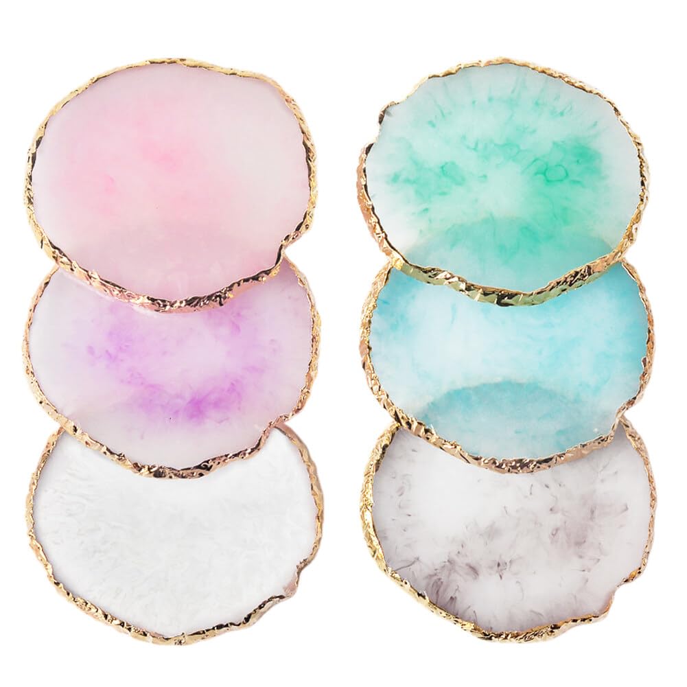 Resin Nail Art Palette with Gold Edge - Mixed Color Stone Palette for Nail Gel Painting & Makeup Display | Perfect for Salon, DIY Manicure & Professional Nail Artists