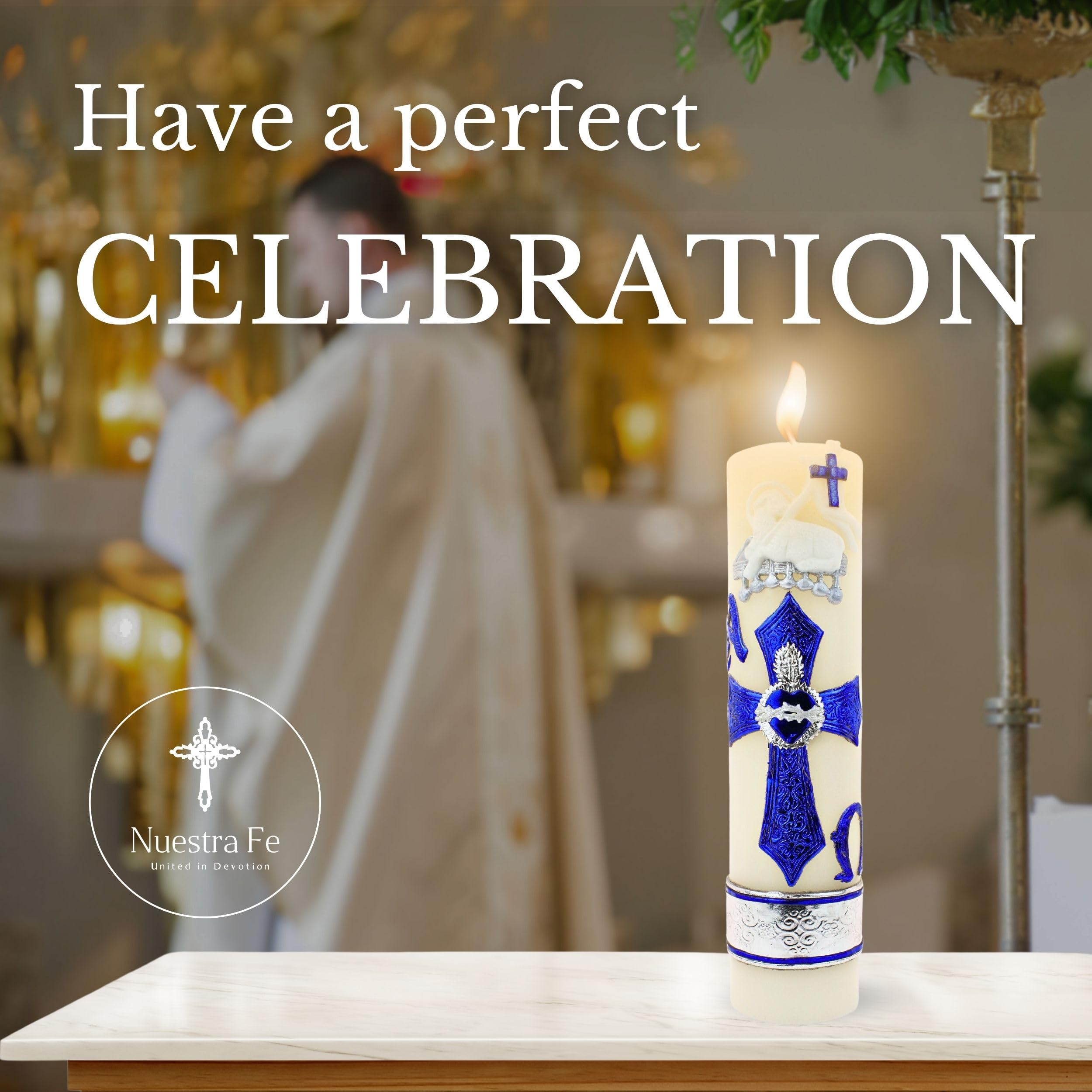 Large Catholic Religious Candles - Easter Paschal Candle - Big Catholic Prayer Candles - Saint Candles for Prayer - Our Lady of Guadalupe Devotional Candles - Catholic Paschal Candles for Church, Home Altar & Religious Ceremonies