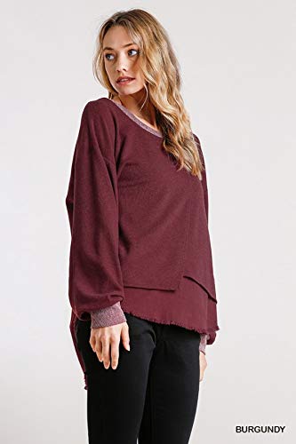 Umgee Women's Frayed Hem Layered Top - Stylish Casual Blouse for Everyday Wear | Perfect for Office, Date Night & Weekend Outfits