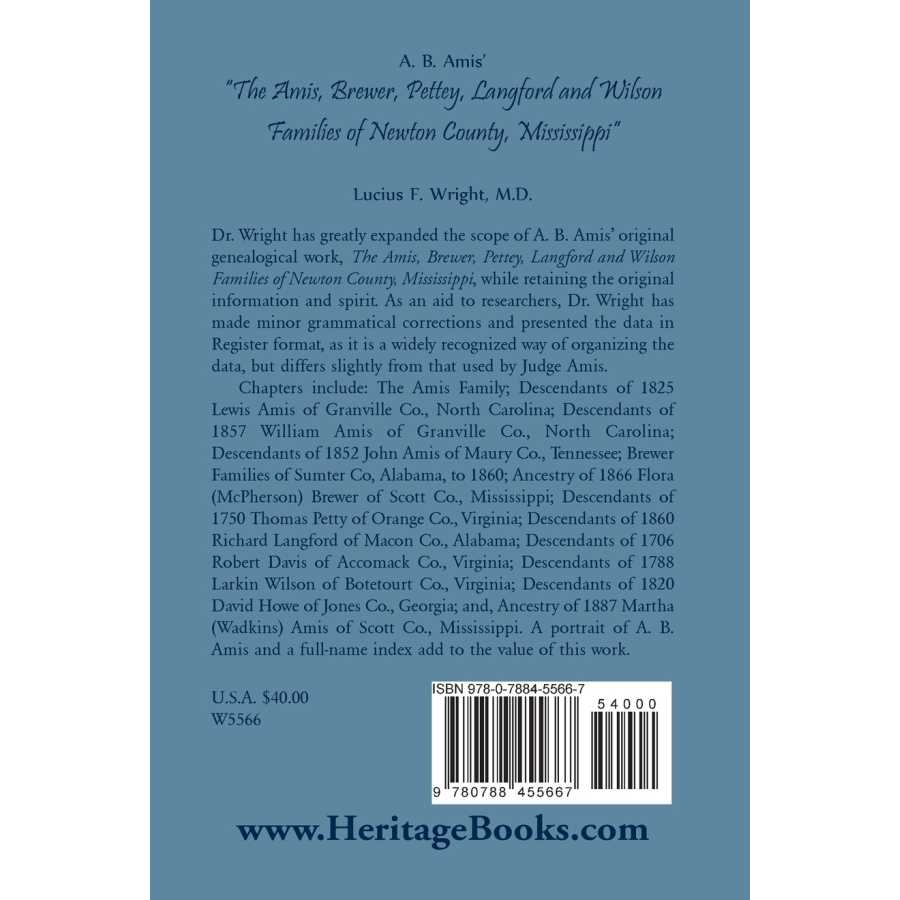 Genealogy Book: The Amis, Brewer, Pettey, Landford & Wilson Families of Newton County Mississippi - Perfect for Family History Research & Ancestry Studies