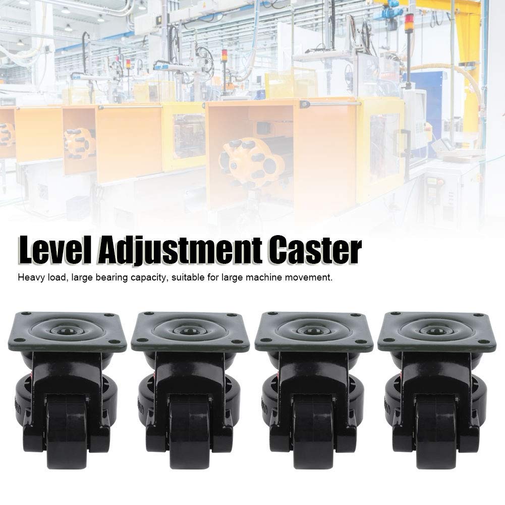 4pcs Heavy Duty Industrial Leveling Caster Wheels GD-60F - 500kg/1102.3lb Capacity - Adjustable Plate Casters for Machinery, Workbenches & Industrial Equipment