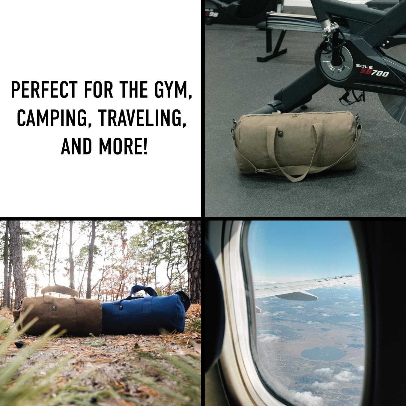 Rothco 22210 Heavy Duty Canvas Shoulder Duffle Bag - Military Style Travel Duffel for Gym, Camping & Outdoor Adventures